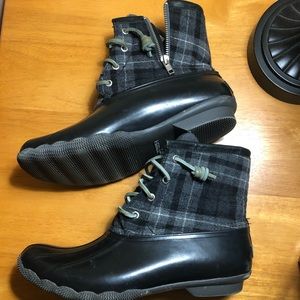 Sperry plaid duck boots